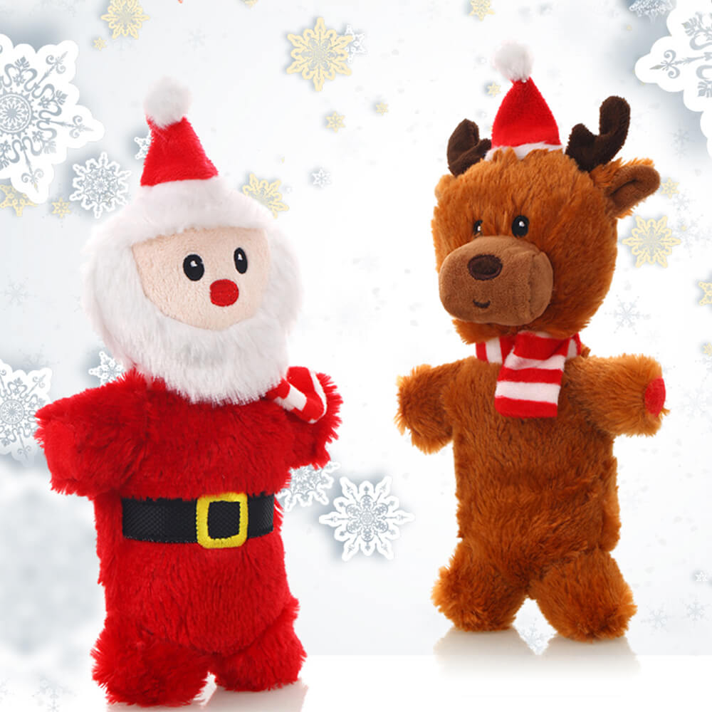 Navidad Santa Claus Doll Squeaker Interactive Plush Dog Toy