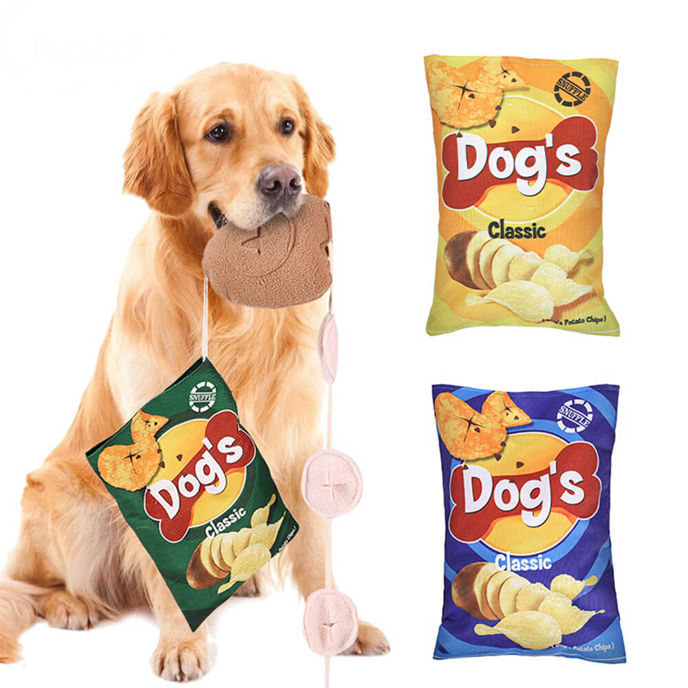 Patatas chips interactivos alimentador lento joya de perro chispeante