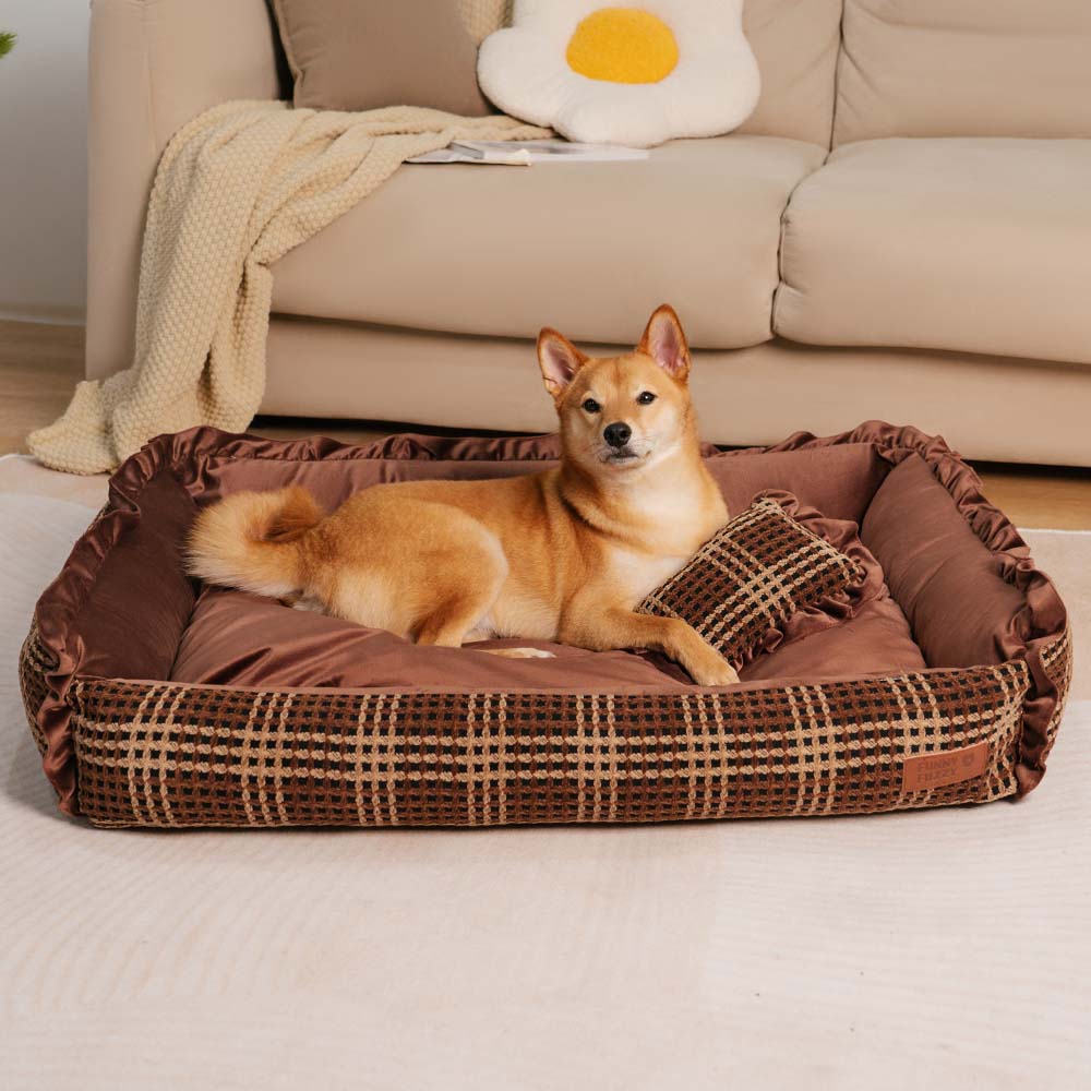 Klassisches, luxuriöses, waschbares, gemütliches Hundekissenbett mit Blumenmuster – Bliss Napper
