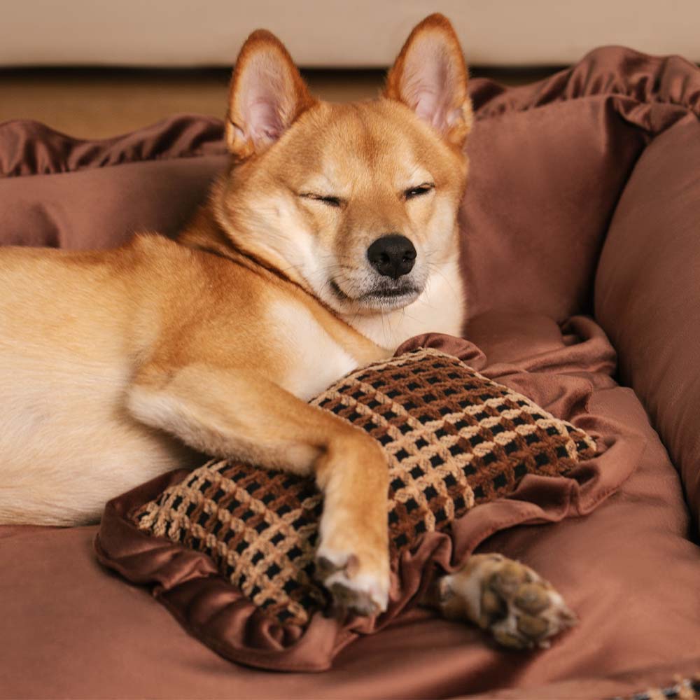 Klassisches, luxuriöses, waschbares, gemütliches Hundekissenbett mit Blumenmuster – Bliss Napper