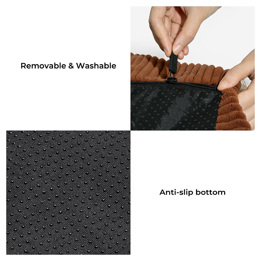 Lit pour chien rond apaisant anti-rayures lavable à pampilles Boho - Hunter Night