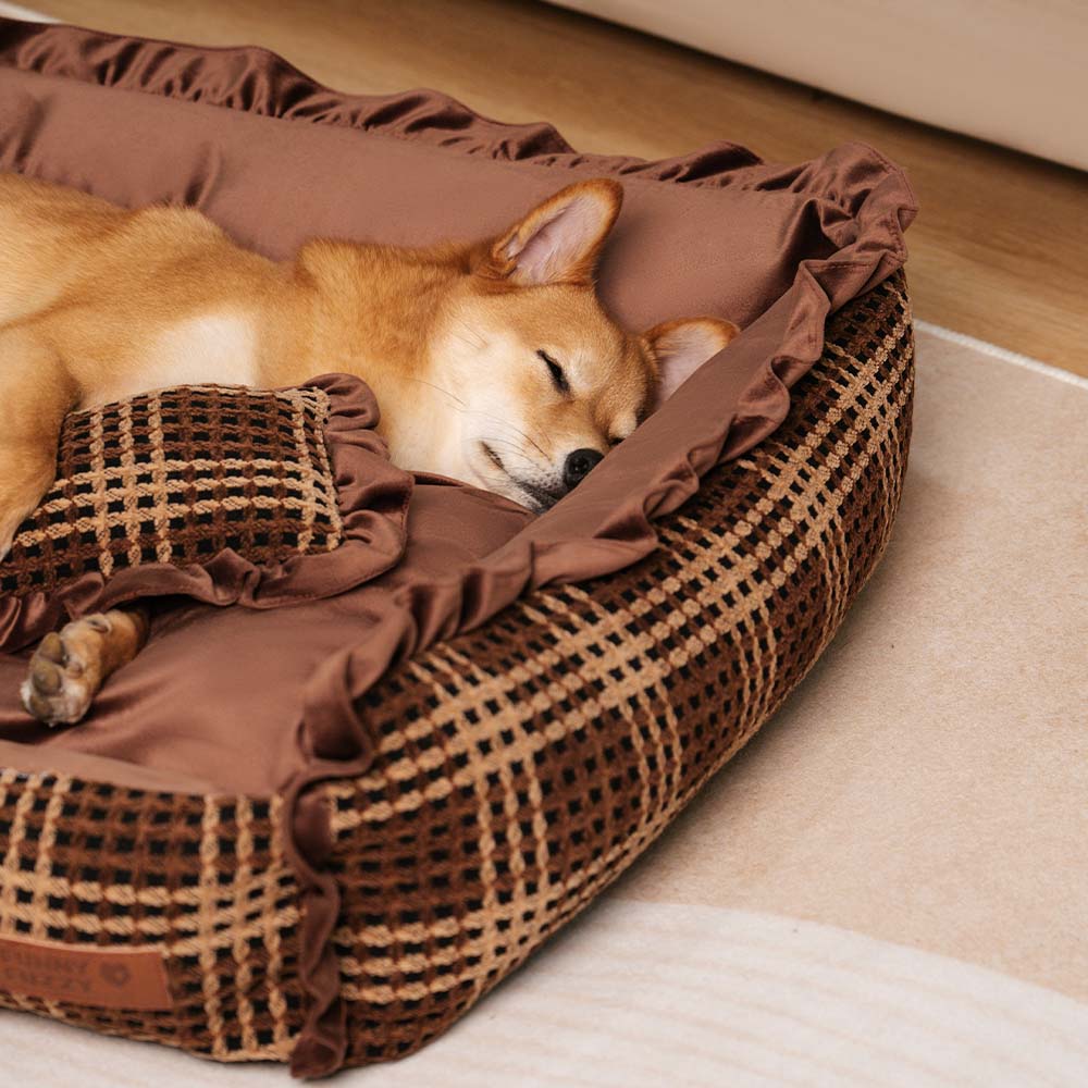 Klassisches, luxuriöses, waschbares, gemütliches Hundekissenbett mit Blumenmuster – Bliss Napper