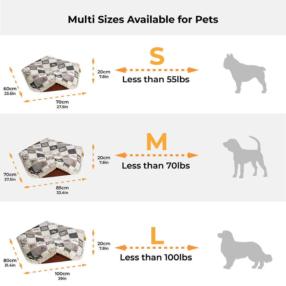 Lit pour chien rond apaisant anti-rayures lavable à pampilles Boho - Hunter Night