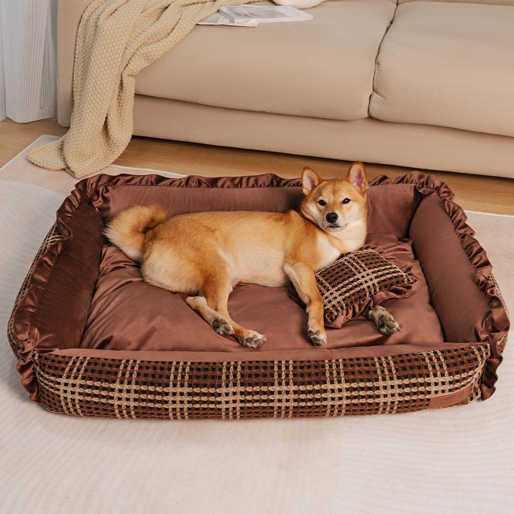 Klassisches, luxuriöses, waschbares, gemütliches Hundekissenbett mit Blumenmuster – Bliss Napper