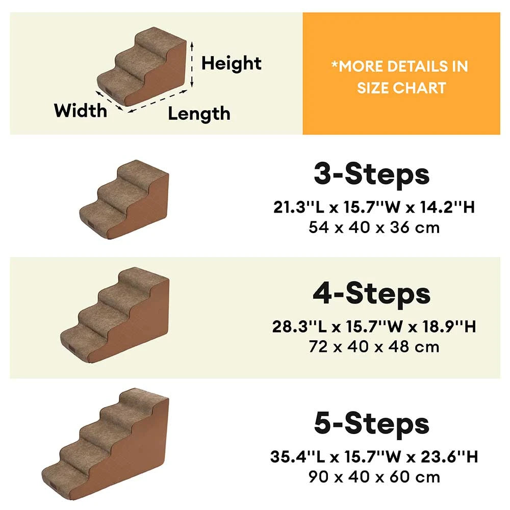 Escaleras de mascotas extraíbles de esponja de alta densidad de cuero de cuero - Luxestep