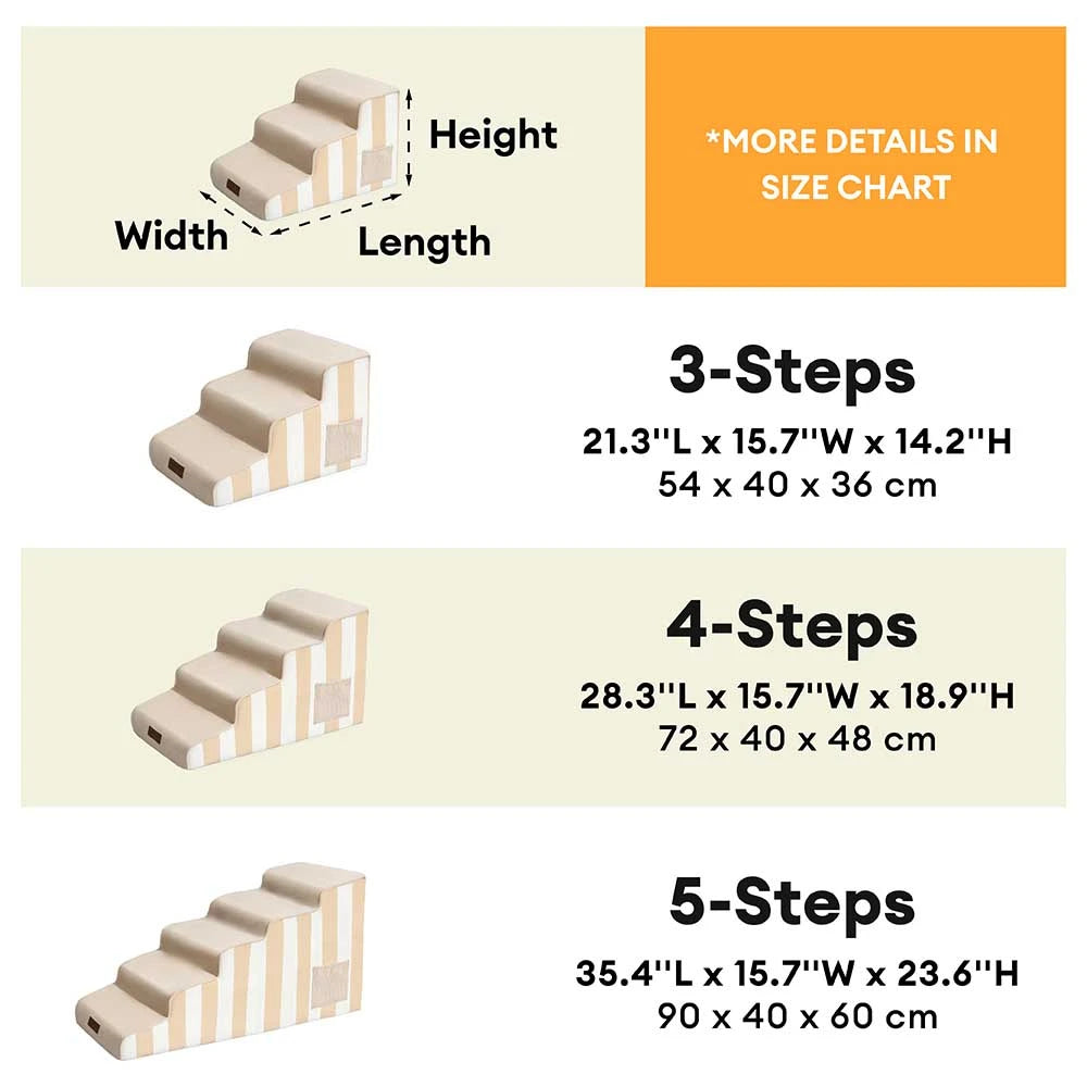 Trendy Striped Removable Sponge Anti-Slip Pet Stair - SafeStep