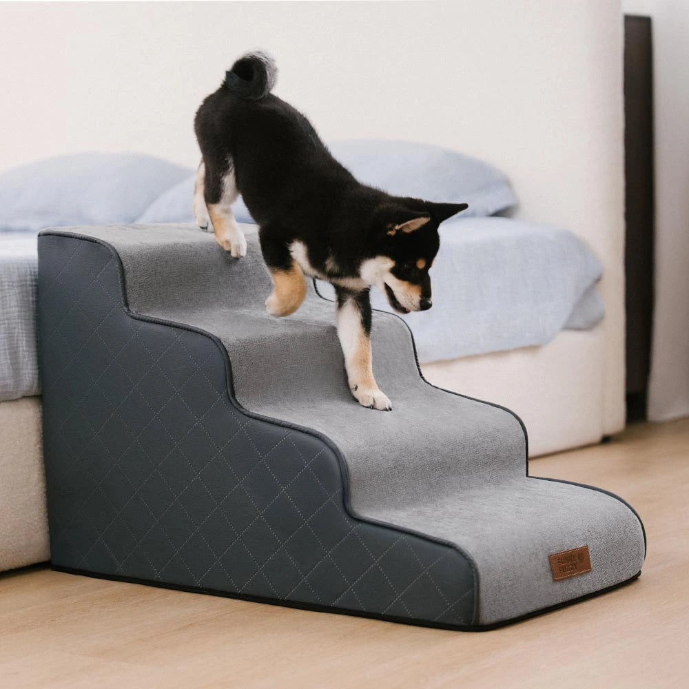Escaleras de mascotas extraíbles de esponja de alta densidad de cuero de cuero - Luxestep