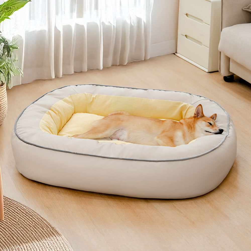 Cama de perros de soporte completo resistente a los arañazos de cuero no resistente al agua