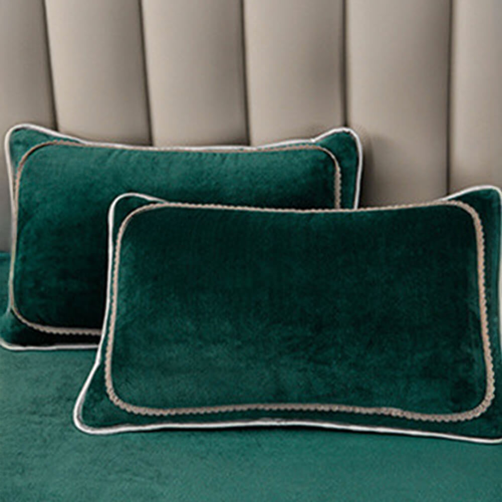 Lujo extra grueso cálido sólido <tc>Color</tc> Juego de sábanas de vellón de leche