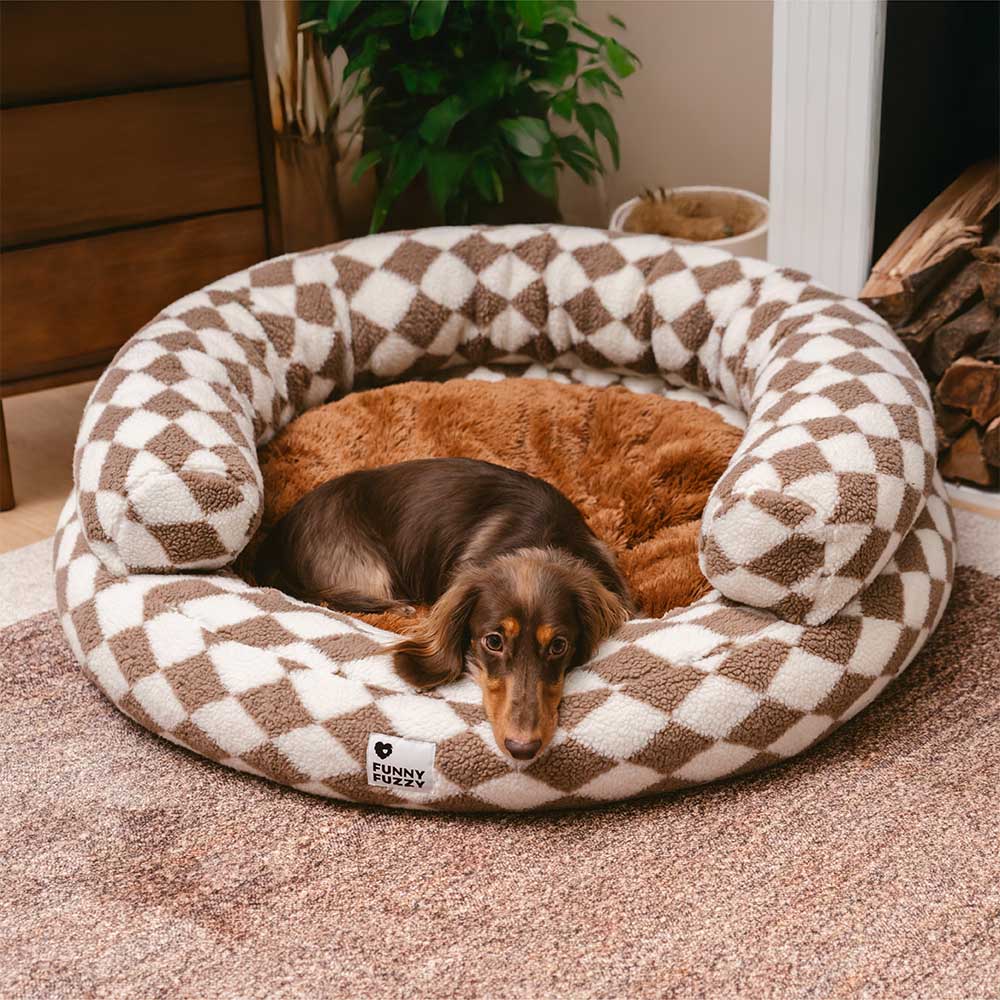 Cama clásica de Donut Dog Bolster Donut Bolster Argyle - Haven acogedor