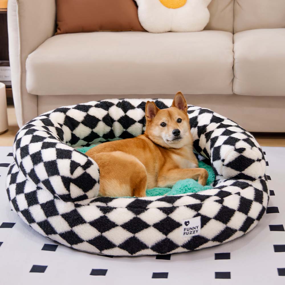 Cama clásica de Donut Dog Bolster Donut Bolster Argyle - Haven acogedor