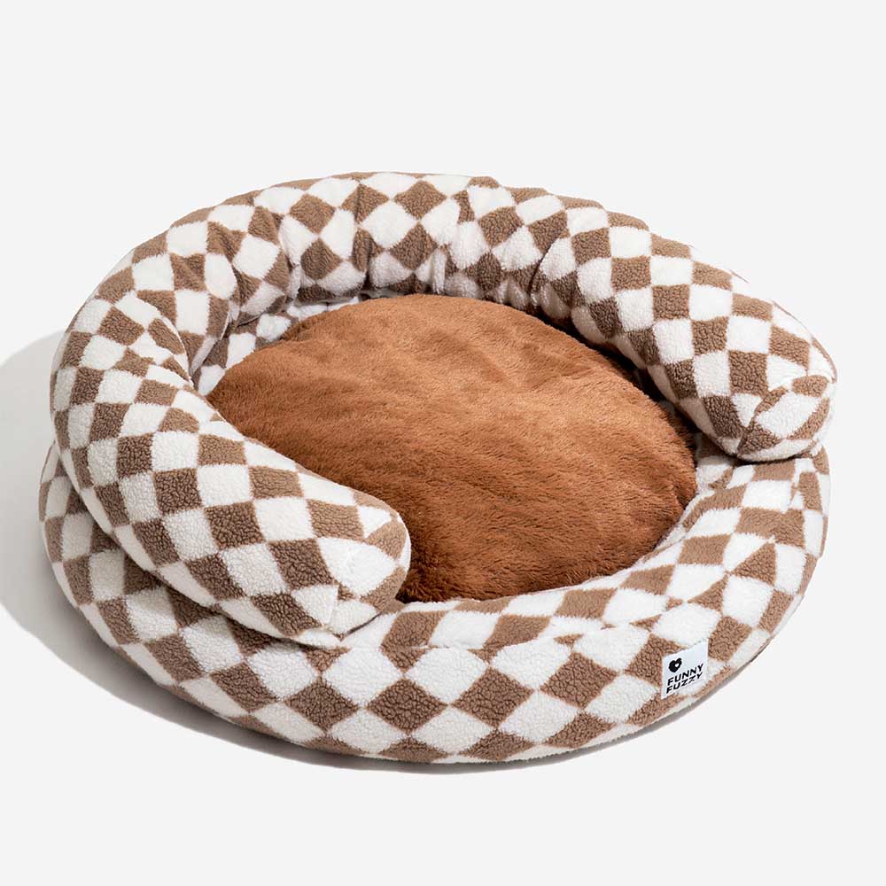 Cama clásica de Donut Dog Bolster Donut Bolster Argyle - Haven acogedor