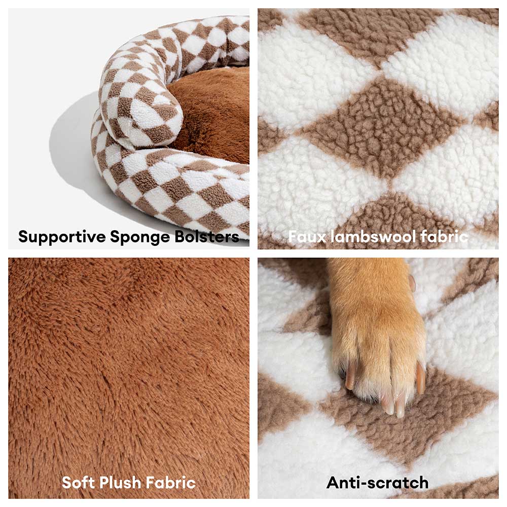 Cama clásica de Donut Dog Bolster Donut Bolster Argyle - Haven acogedor