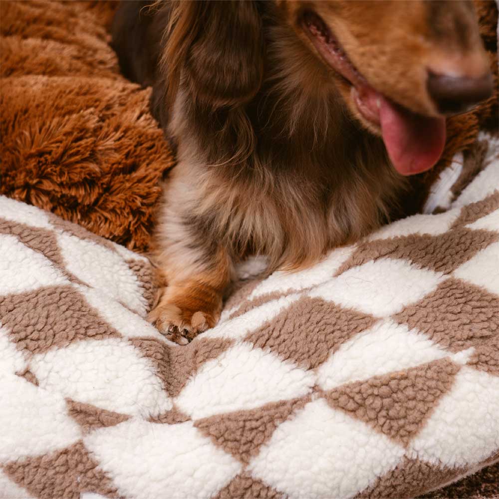 Cama clásica de Donut Dog Bolster Donut Bolster Argyle - Haven acogedor