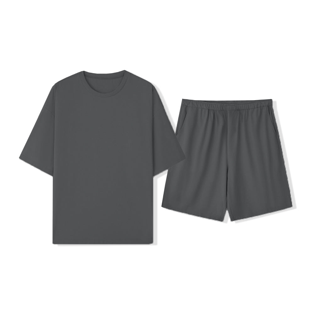 Ensemble de pyjama pour couples, respectueux de l'environnement, couleur Pure, résistant aux poils d'animaux, col ras du cou, manches courtes