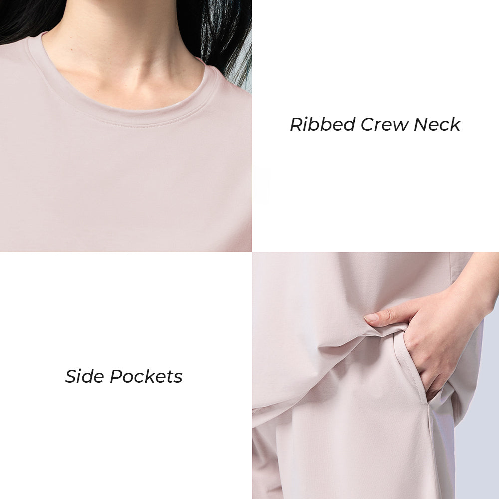 Ensemble de pyjama pour couples, respectueux de l'environnement, couleur Pure, résistant aux poils d'animaux, col ras du cou, manches courtes