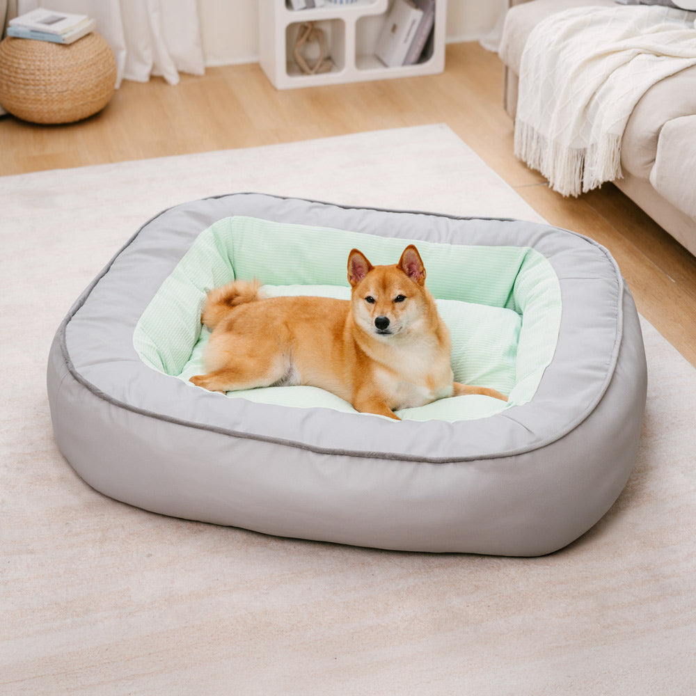 Cama de perros de soporte completo resistente a los arañazos de cuero no resistente al agua