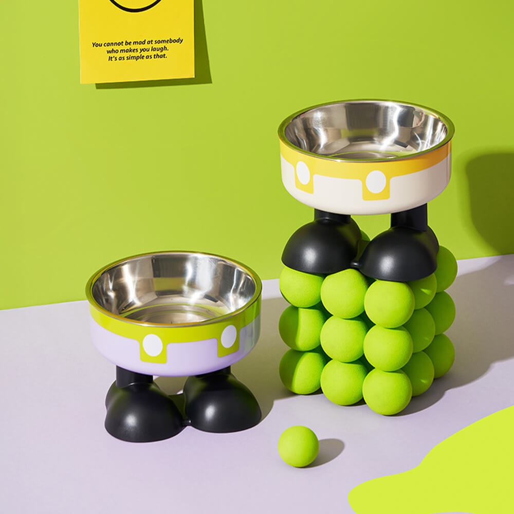 Fun Overalls Design Non-Slip Elevated Large Capacity Dog & Cat Bowl