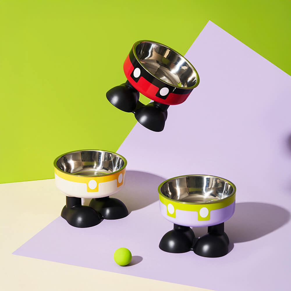 Fun Overalls Design Non-Slip Elevated Large Capacity Dog & Cat Bowl