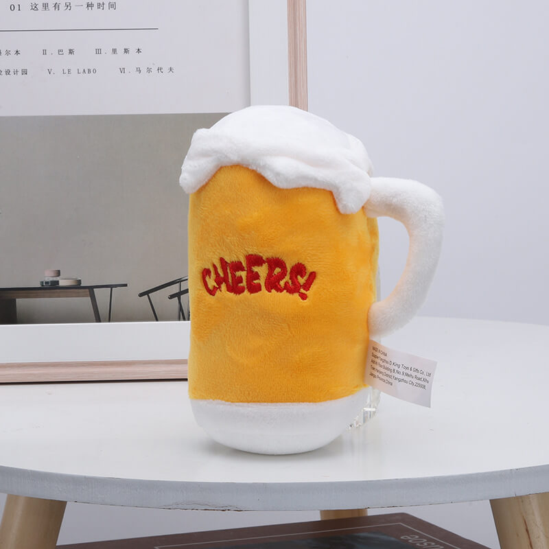 Jouets drôles et mignons en peluche pour chien, jouets à mâcher pour bière et boissons