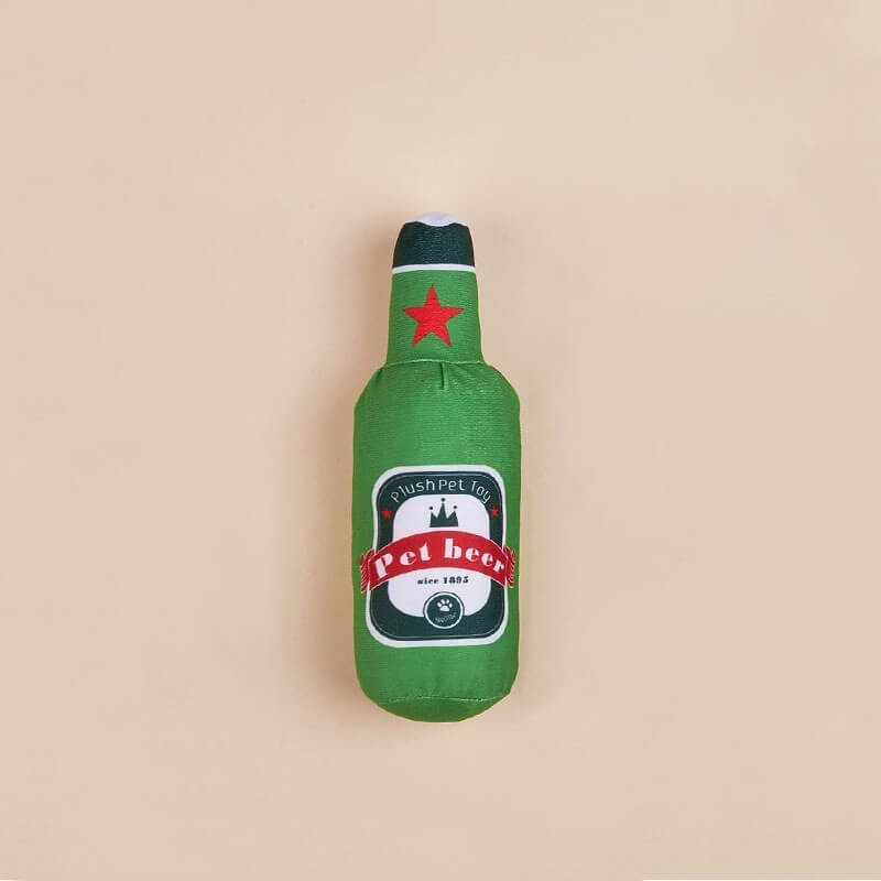 Jouets drôles et mignons en peluche pour chien, jouets à mâcher pour bière et boissons