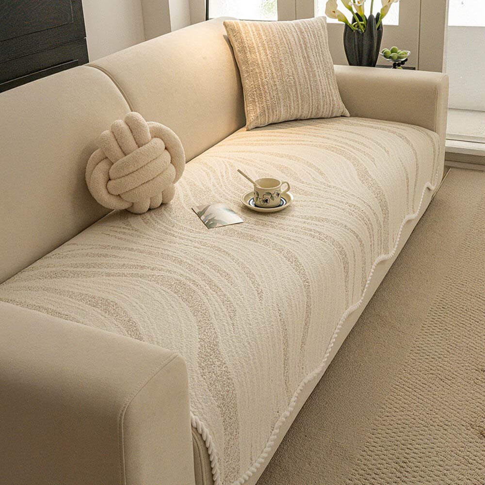 Estilo minimalista de seda de hielo táctil fría con cubierta de sofá de borde trenzado
