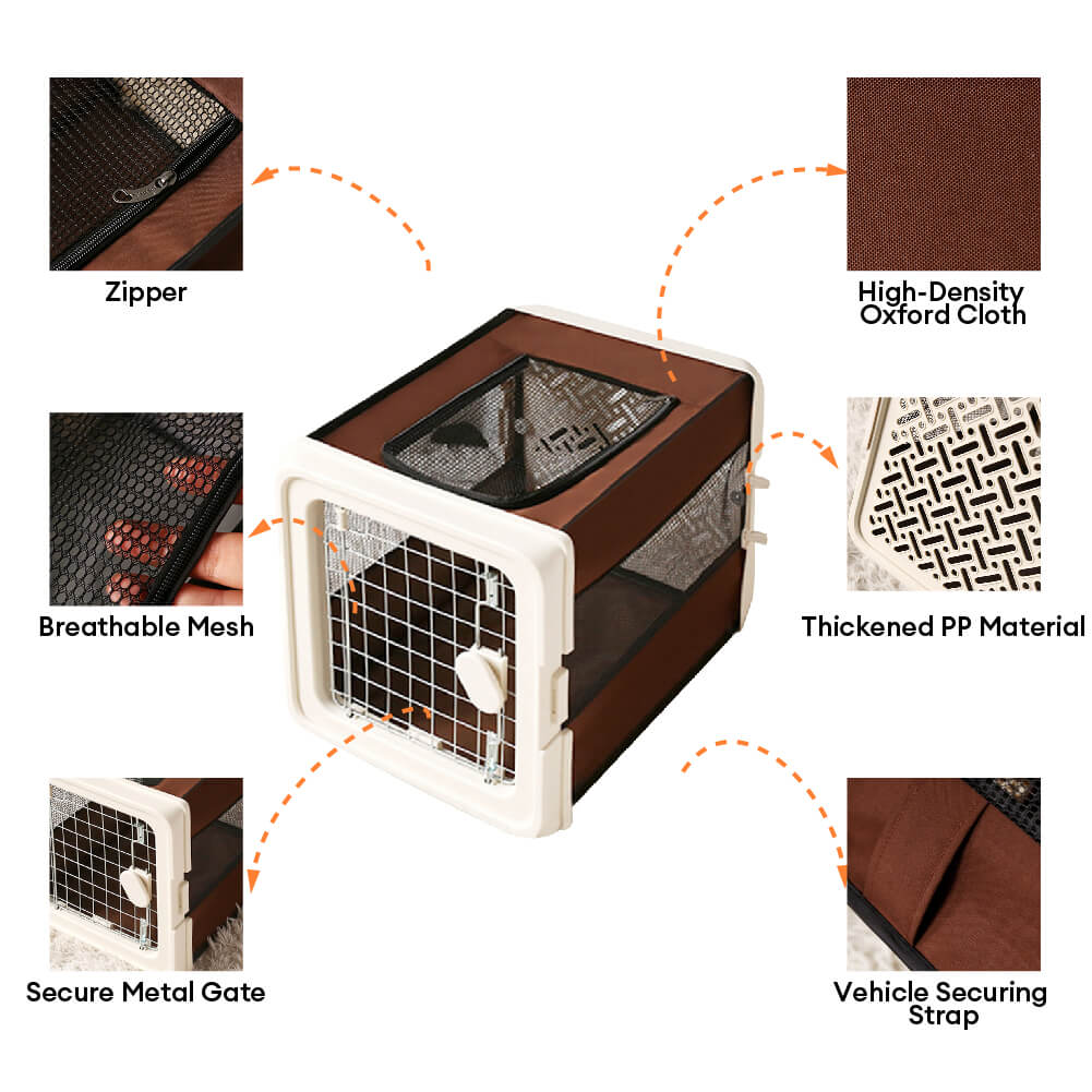 Breathable Foldable Hard-Shell Pet Carrier Crate for Cats & Small Dogs