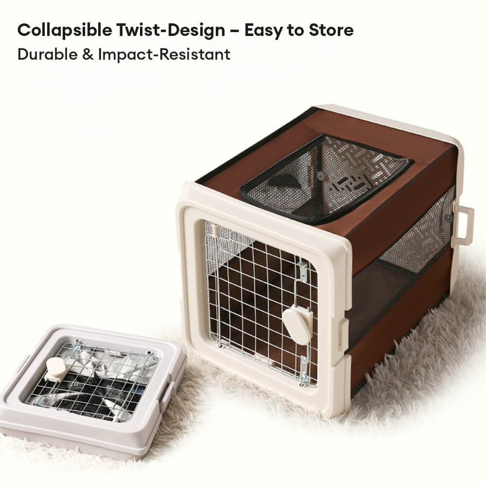 Breathable Foldable Hard-Shell Pet Carrier Crate for Cats & Small Dogs