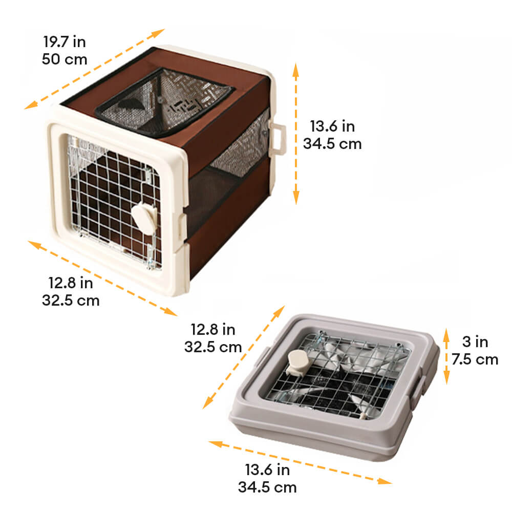 Breathable Foldable Hard-Shell Pet Carrier Crate for Cats & Small Dogs