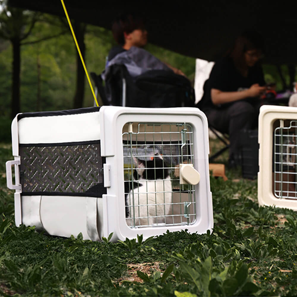 Breathable Foldable Hard-Shell Pet Carrier Crate for Cats & Small Dogs