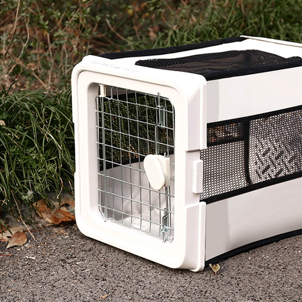 Breathable Foldable Hard-Shell Pet Carrier Crate for Cats & Small Dogs