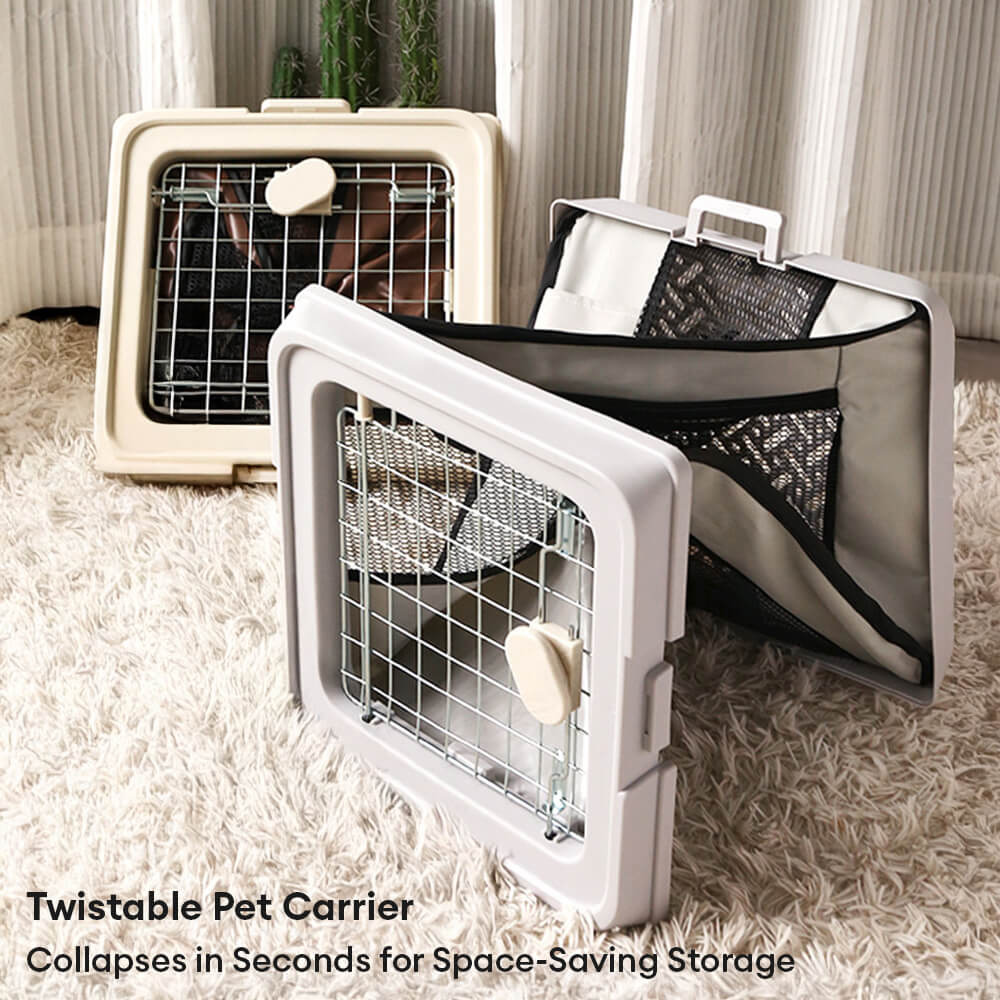 Breathable Foldable Hard-Shell Pet Carrier Crate for Cats & Small Dogs