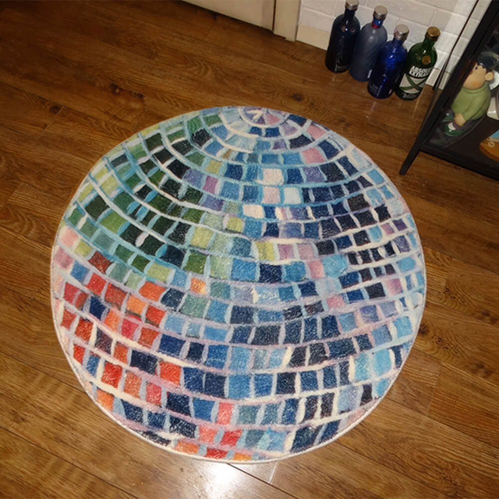 Bola de discoteca <tc>Color</tc> Alfombra redonda de cachemira sintética en bloque