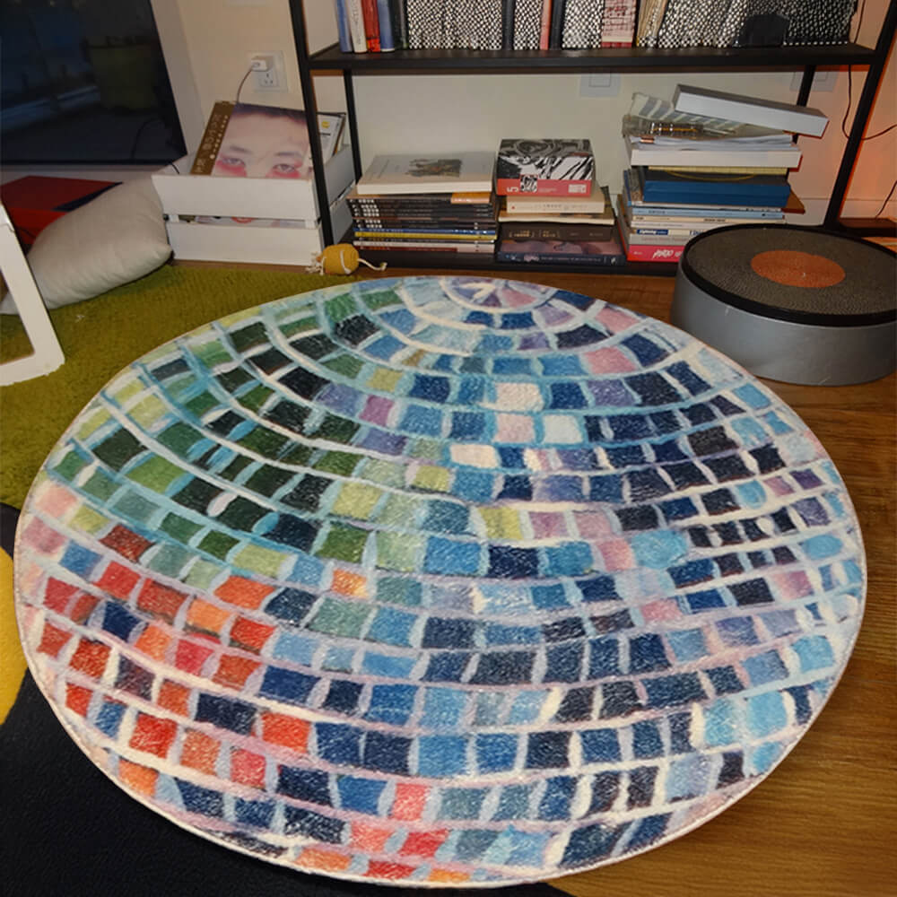 Bola de discoteca <tc>Color</tc> Alfombra redonda de cachemira sintética en bloque