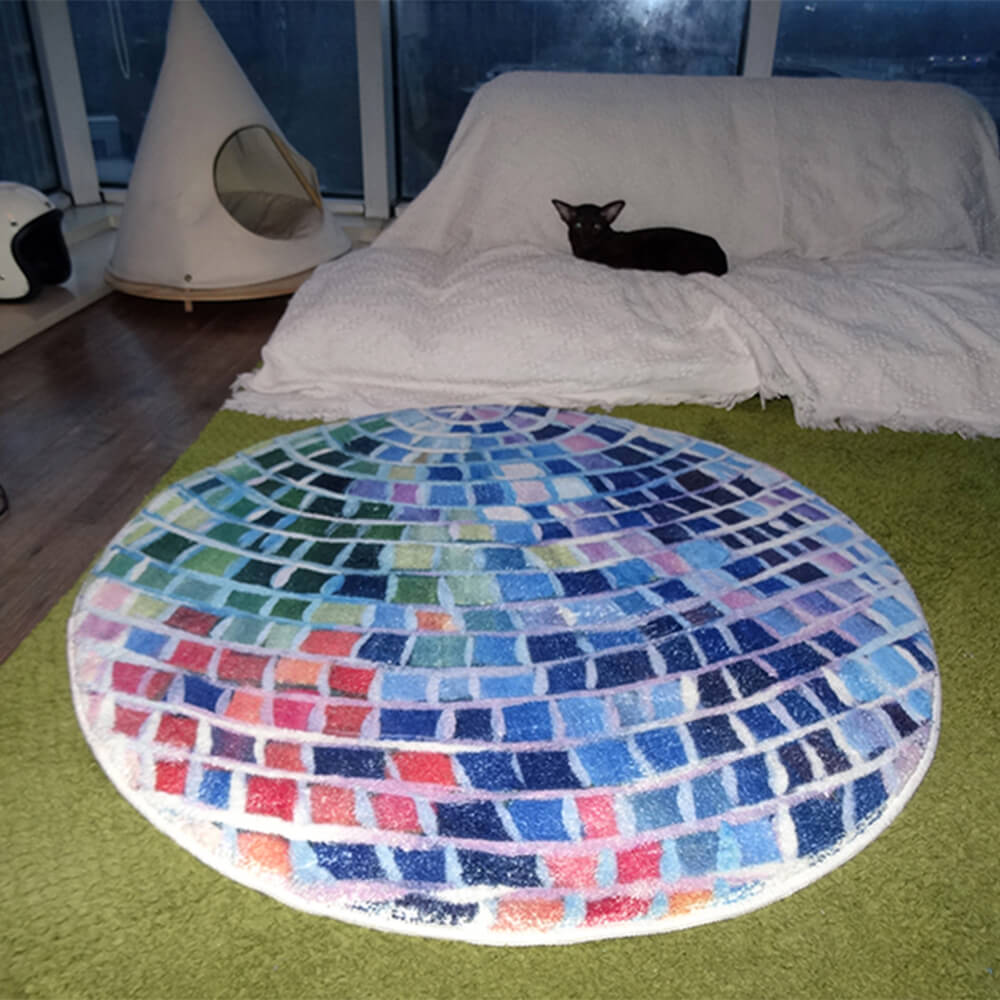 Bola de discoteca <tc>Color</tc> Alfombra redonda de cachemira sintética en bloque