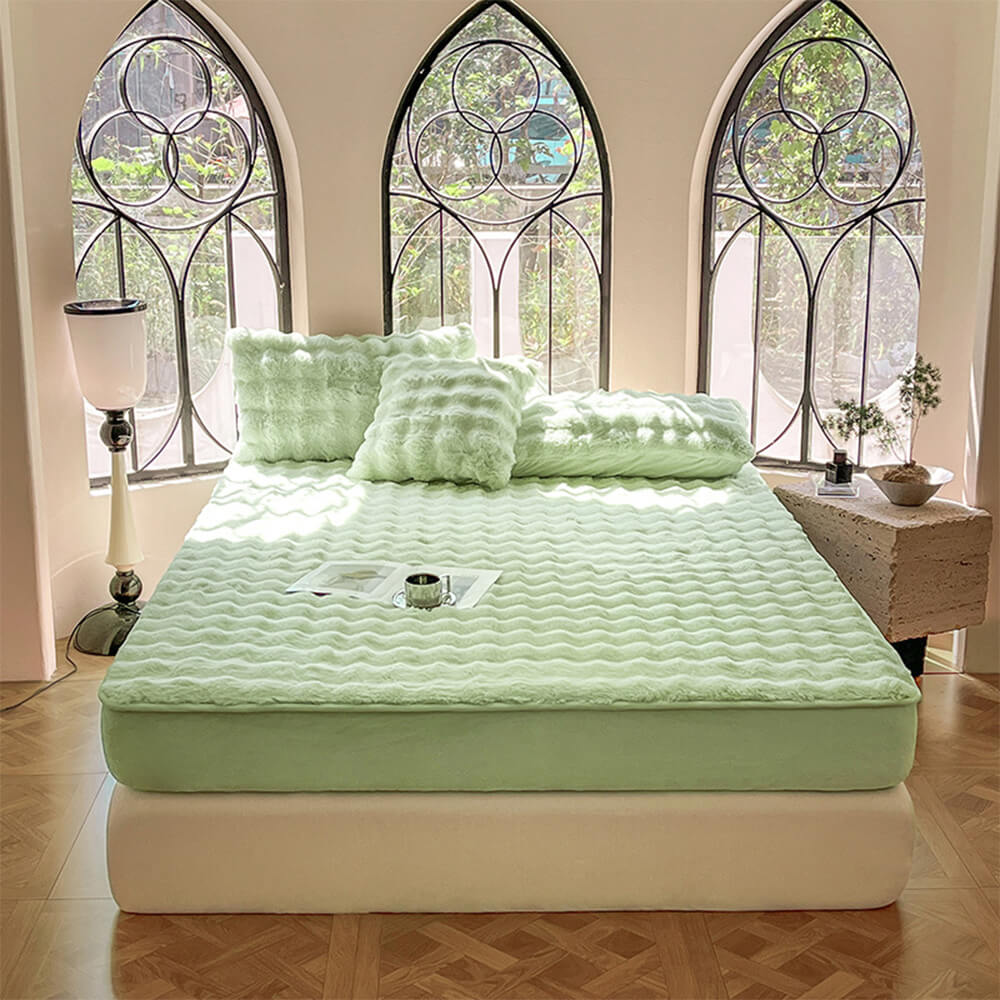 Cubierta de colchón de láminas calientes de lujosa burbuja de burbujas