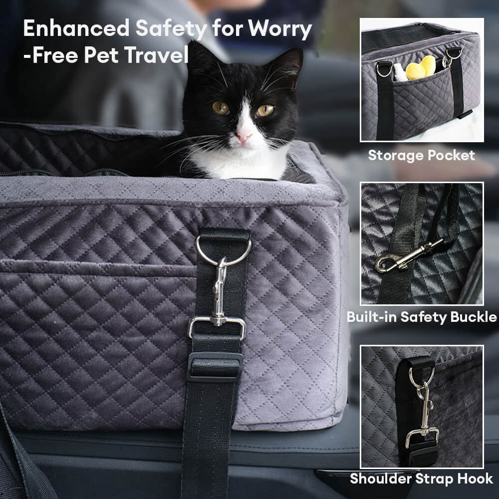 Soft Velvet Quilted Multifunctional Center Console Dog Car Seat
