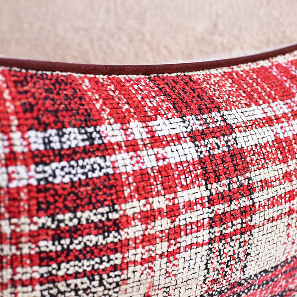 Lit carré pour chien et chat en cuir PU imitation sherpa à carreaux vintage