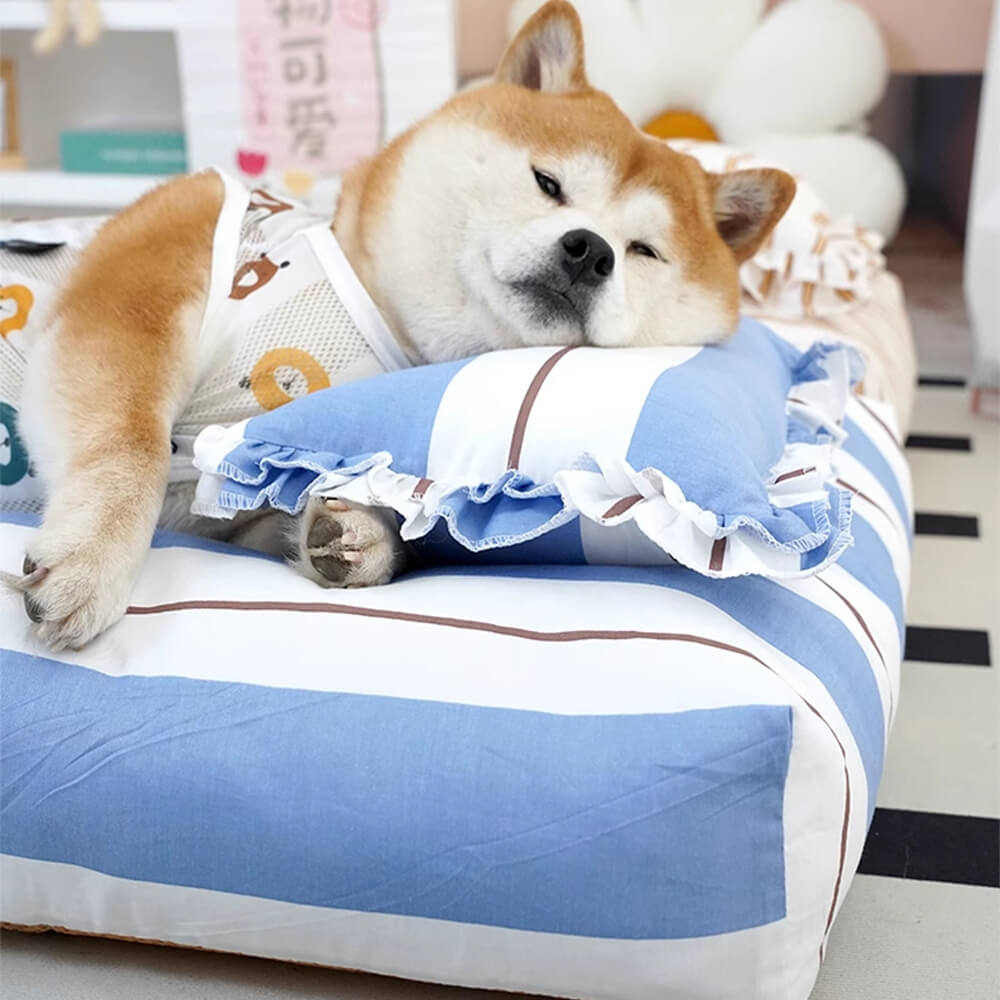 Algodón rayado grueso acolchado & Cama de almohada suave para perros