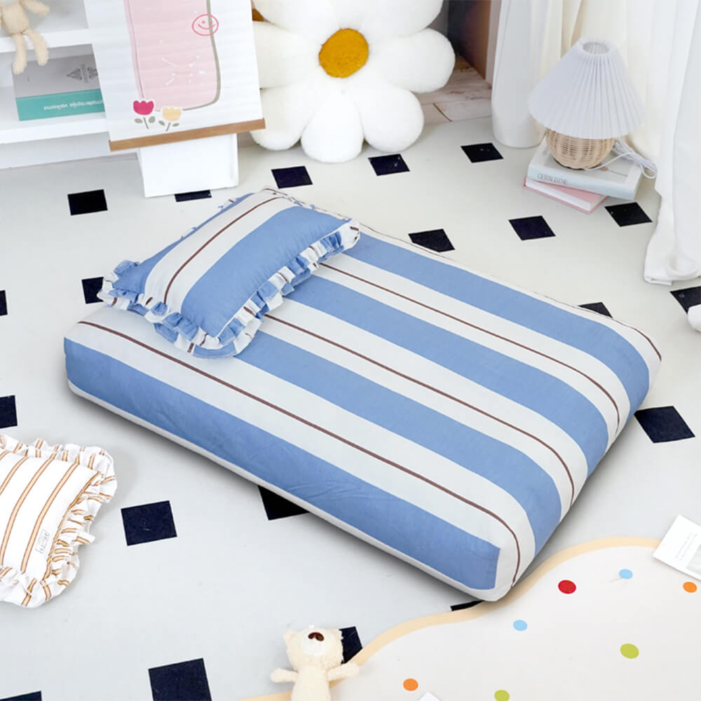 Algodón rayado grueso acolchado & Cama de almohada suave para perros