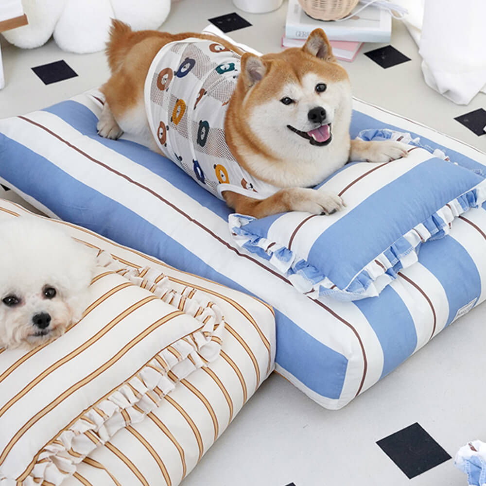Algodón rayado grueso acolchado & Cama de almohada suave para perros