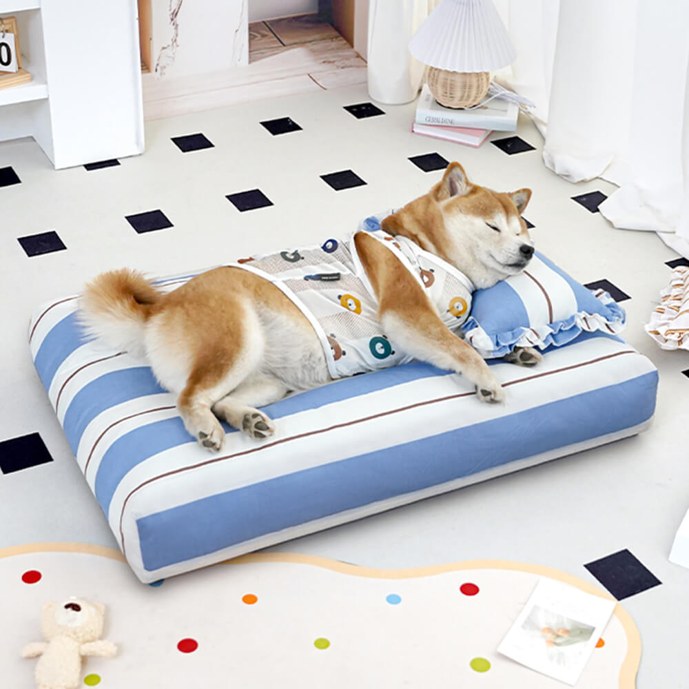 Algodón rayado grueso acolchado & Cama de almohada suave para perros