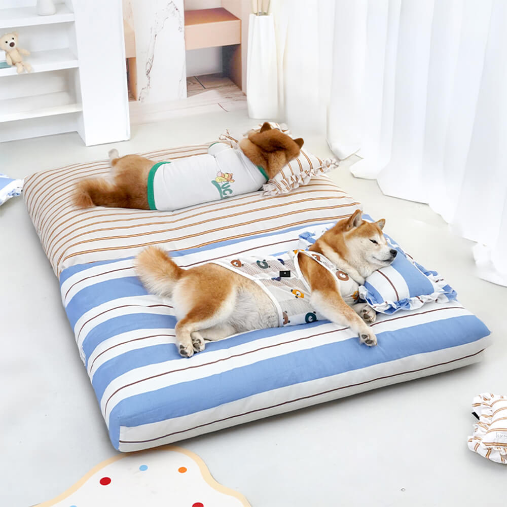 Algodón rayado grueso acolchado & Cama de almohada suave para perros