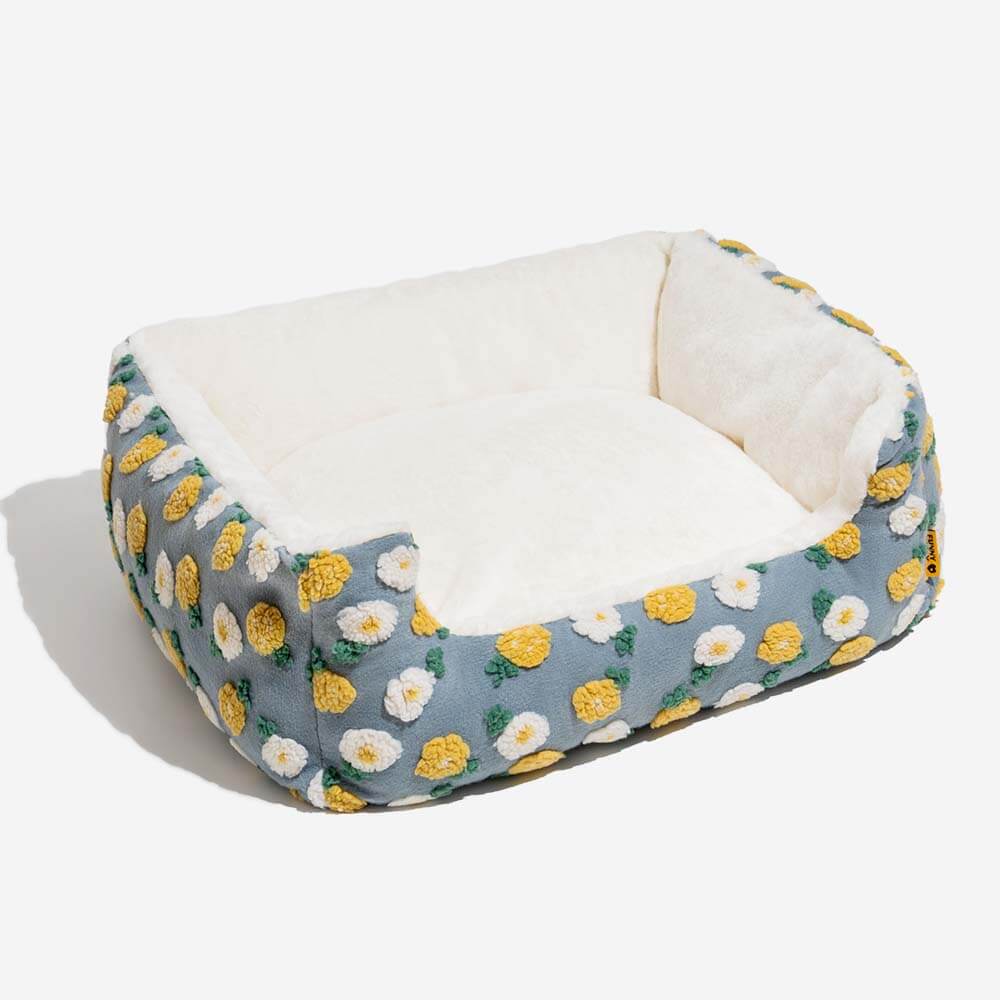 Cama ultra acogedora de lana hecha a mano de lana y gato