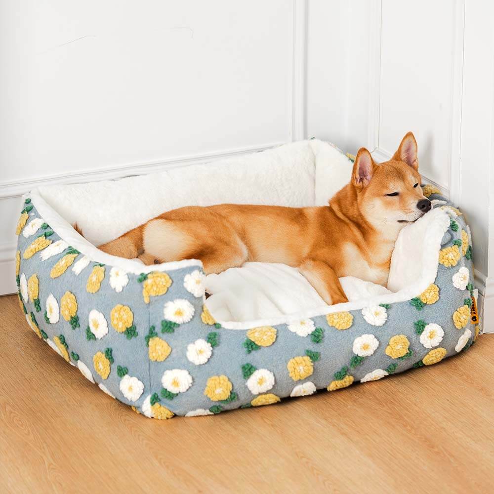 Cama ultra acogedora de lana hecha a mano de lana y gato