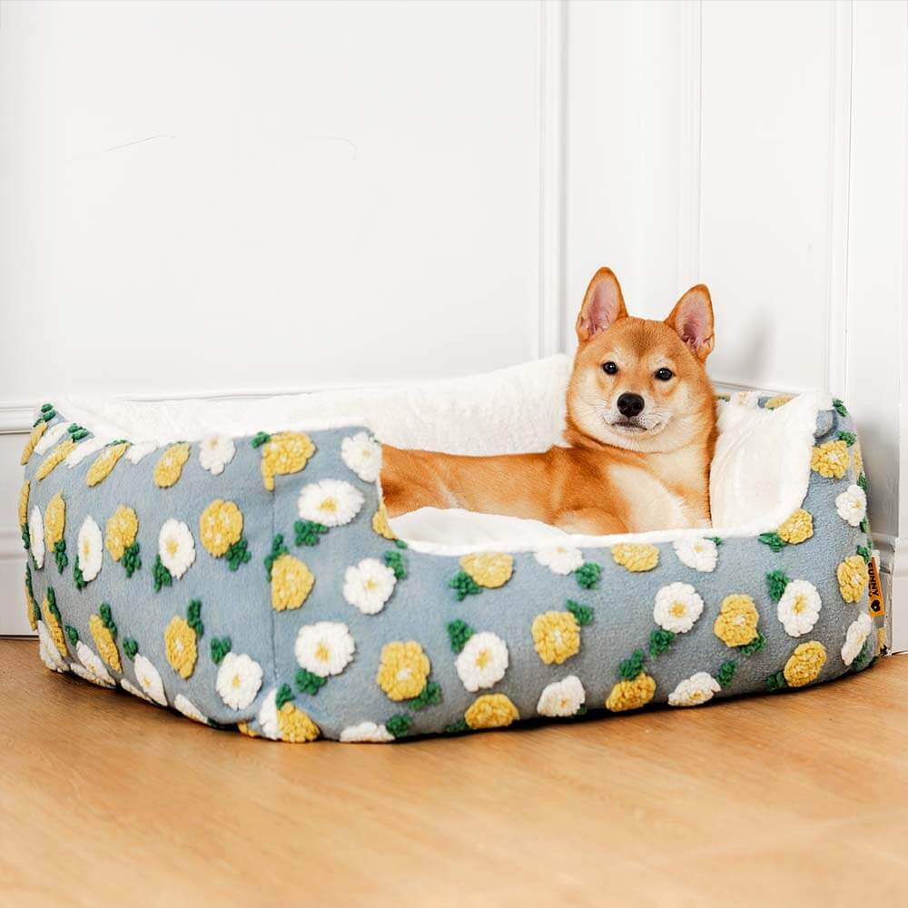 Cama ultra acogedora de lana hecha a mano de lana y gato