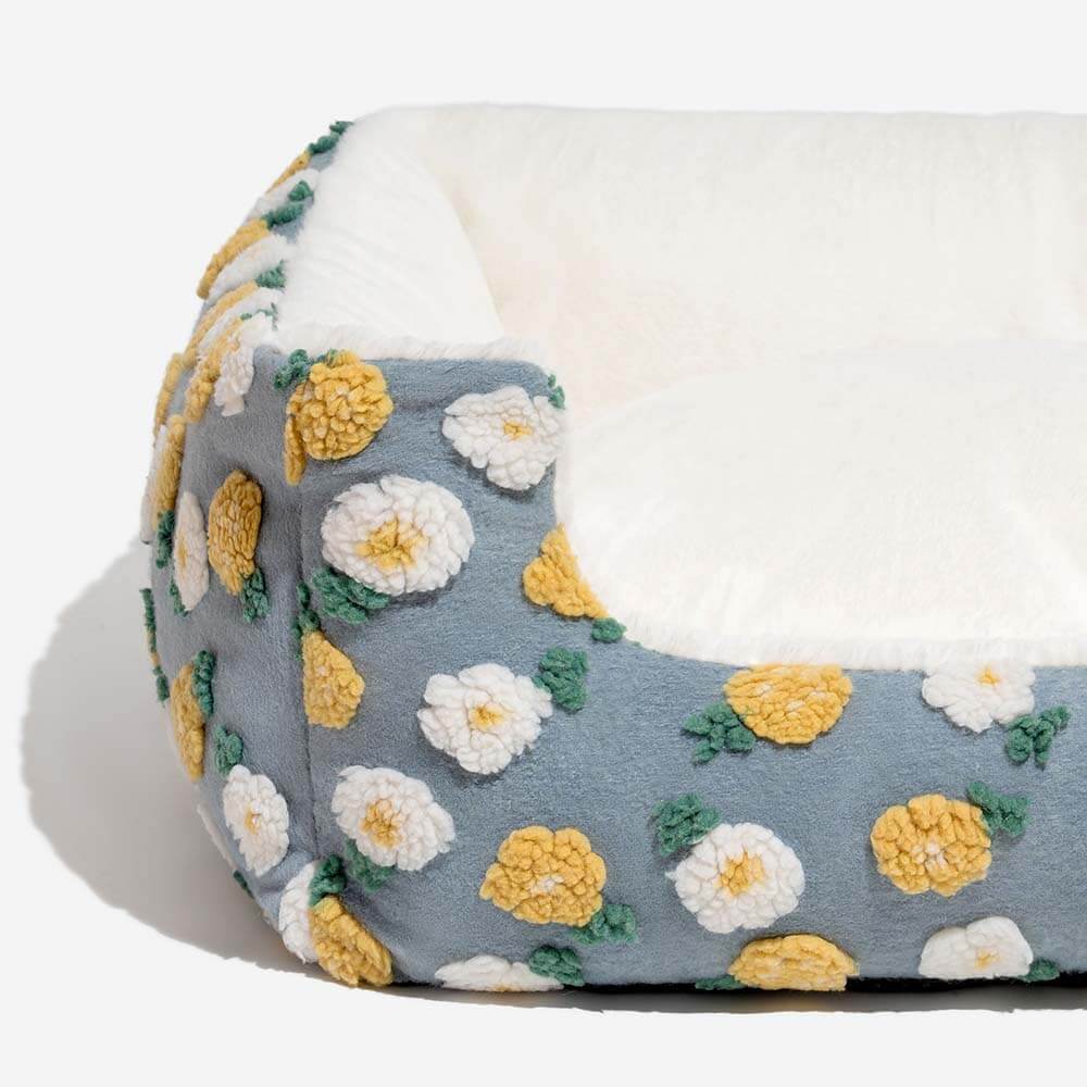 Cama ultra acogedora de lana hecha a mano de lana y gato