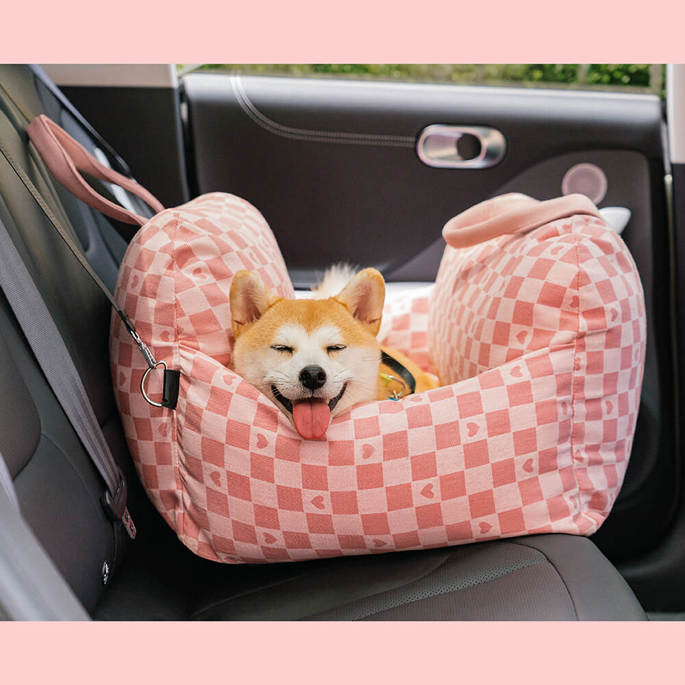 Camilla de asiento de automóvil para perros vintage corazón