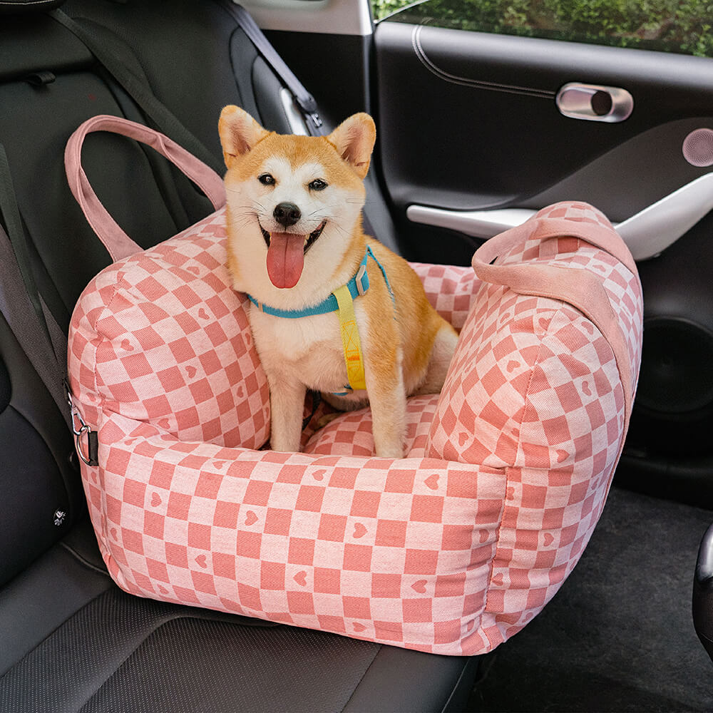 Camilla de asiento de automóvil para perros vintage corazón