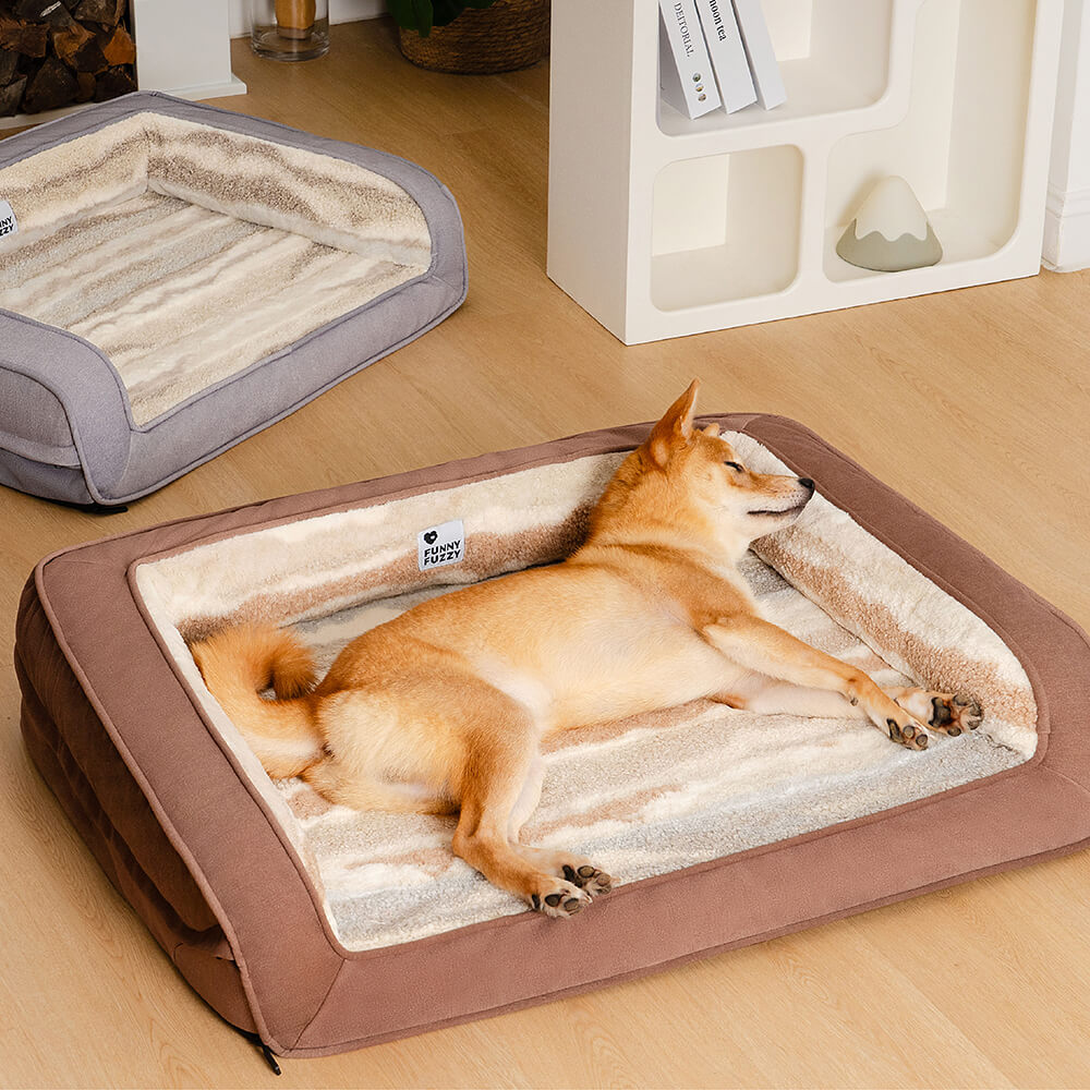 Estilo moderno falso de cordero acogedor acogedor sofá de perro ortopédico cama